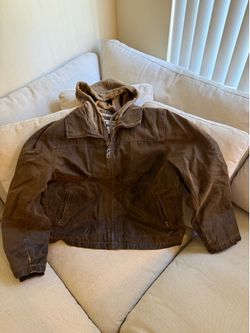 Columbia Faux Leather Jacket Zip Hoodie Mens XL