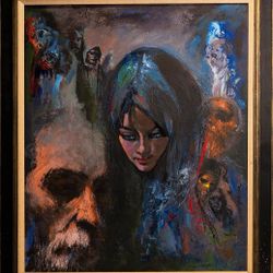 Irv Docktor Original Oil Painting on Canvas – Vintage Expressionist Portrait