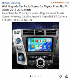 64G Upgrade Car Radio Stereo for Toyota Prius Plus V Alpha 2012-2017,9inch Head Unit for Prius Accessories,Replacement Touch Screen Wireless Carplay A