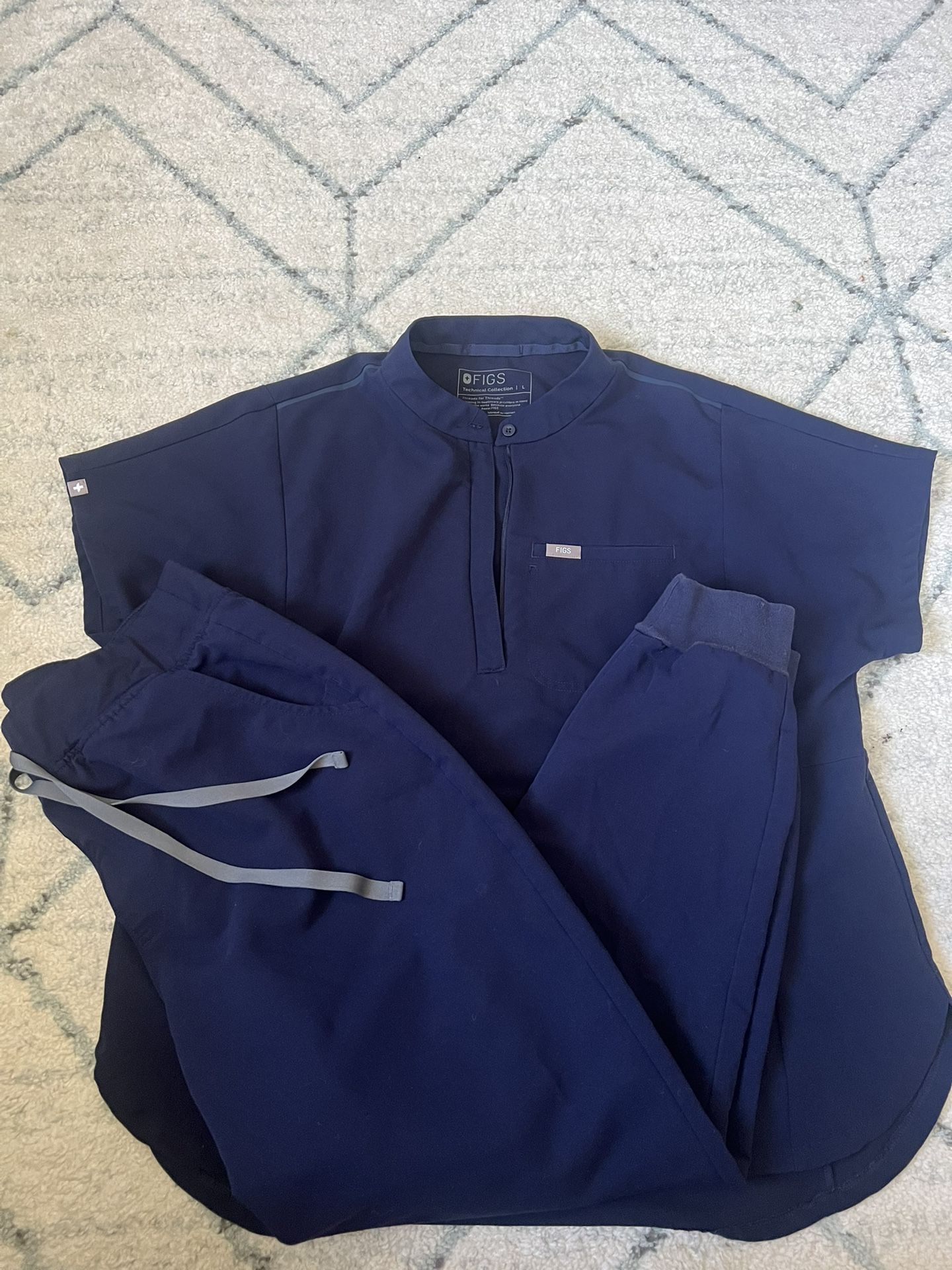 Figs Womens Navy Scrub Set Size Large High Waist Zamora Joggers And Montex Zip