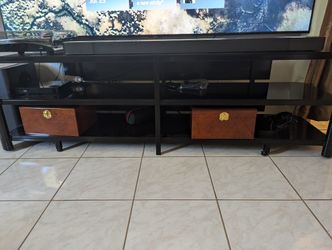 Large Black Glass TV Stand