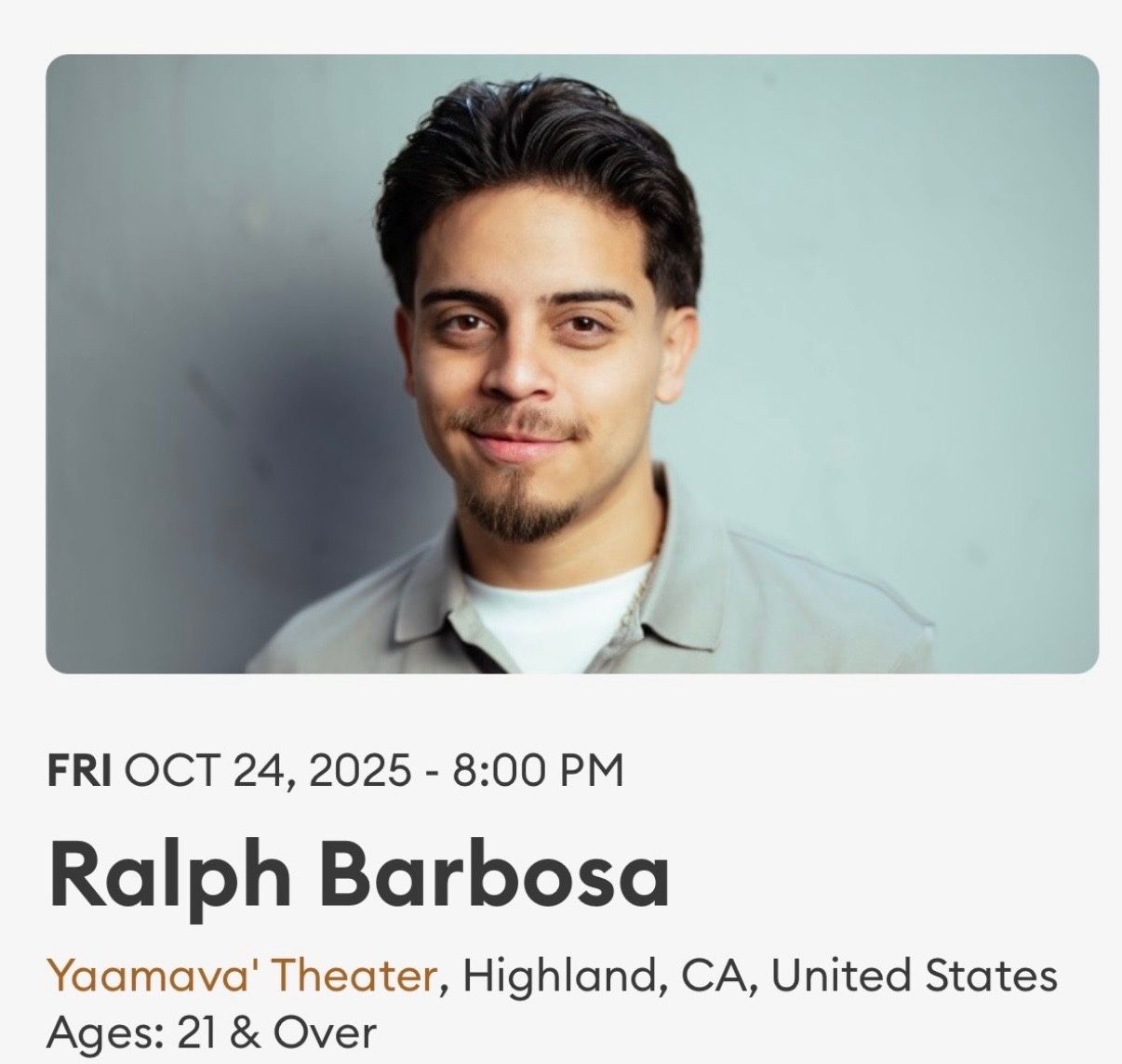 Ralph Barbosa Live In Concert 21 & Over  