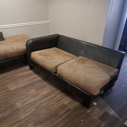 Suede And Leather Sofa And Couch