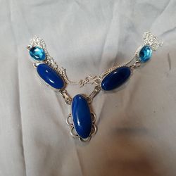 Boho Blue Stone Statement Necklace