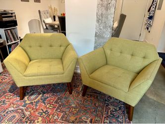 Newport Wide Mid-Century Modern Lounge Chair Set of 2