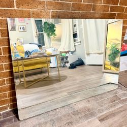 Large Rectangular Frameless Beveled-Edge Wall Mirror 46” x 32”