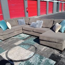 Grey Oversized Sectional Couch 