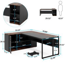 L-shaped office desk with storage space