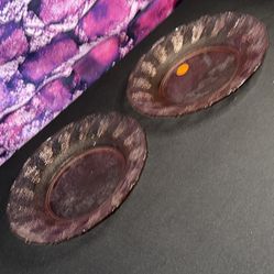 2pc Pink Glass Dessert Plates 