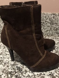 Chocolate Brown Man Made Suade Booties