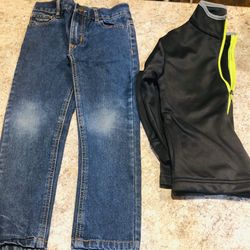 Boys Black&Neon Jacket & Polo Jeans Set