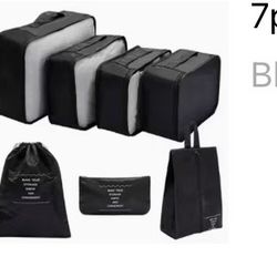 🧳 12 Sets New Travel Storage Bags – 7 Piece Set (Black)