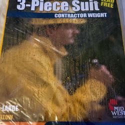 Brand New Rain Suit 3 Piece Mid West Contractor Weight Yellow Color