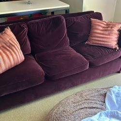 Like New Velvet Burgundy Couch