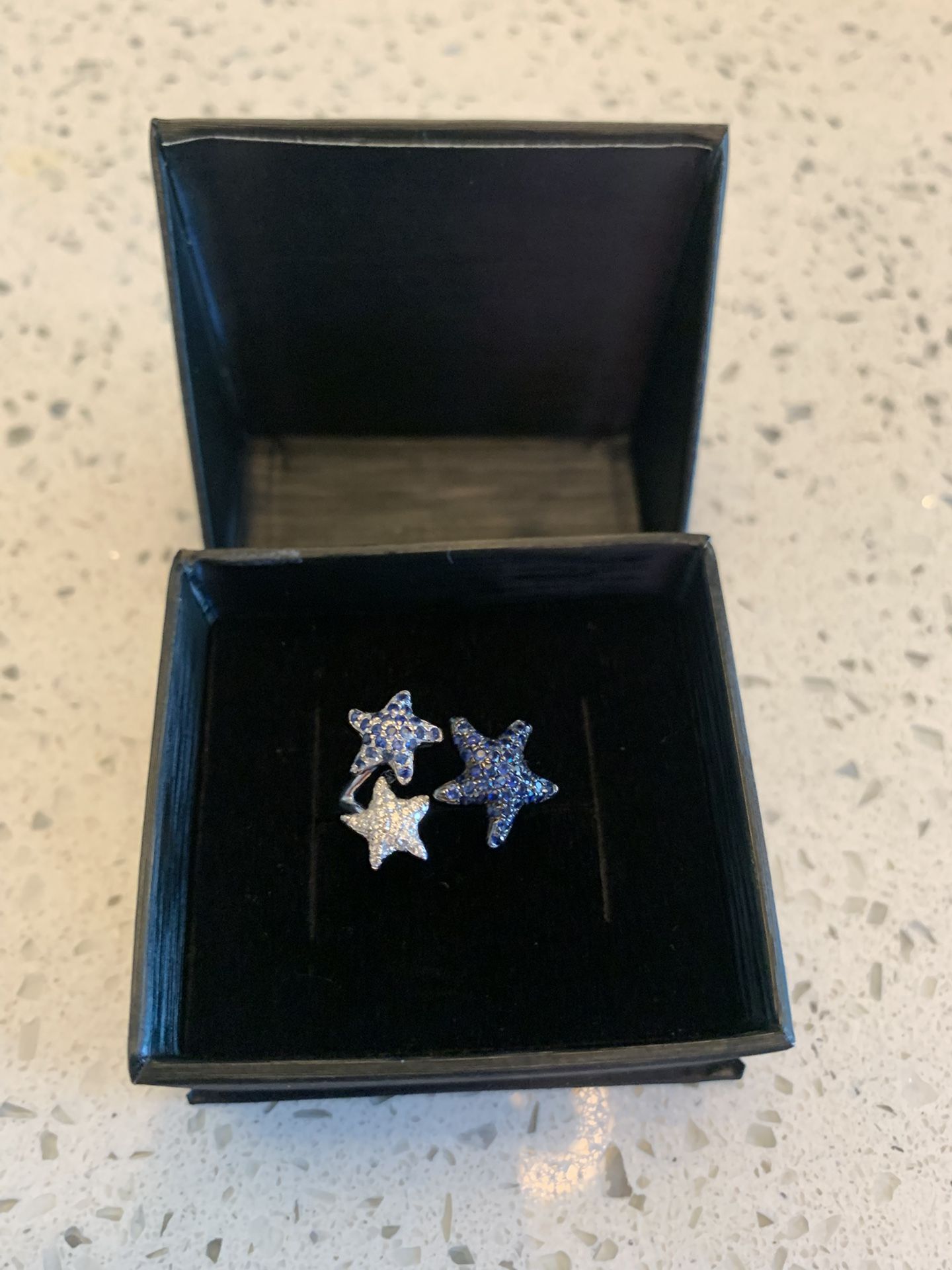 Sapphire & Diamond cocktail ring - by Shula - 14k gold band - certified appraisal