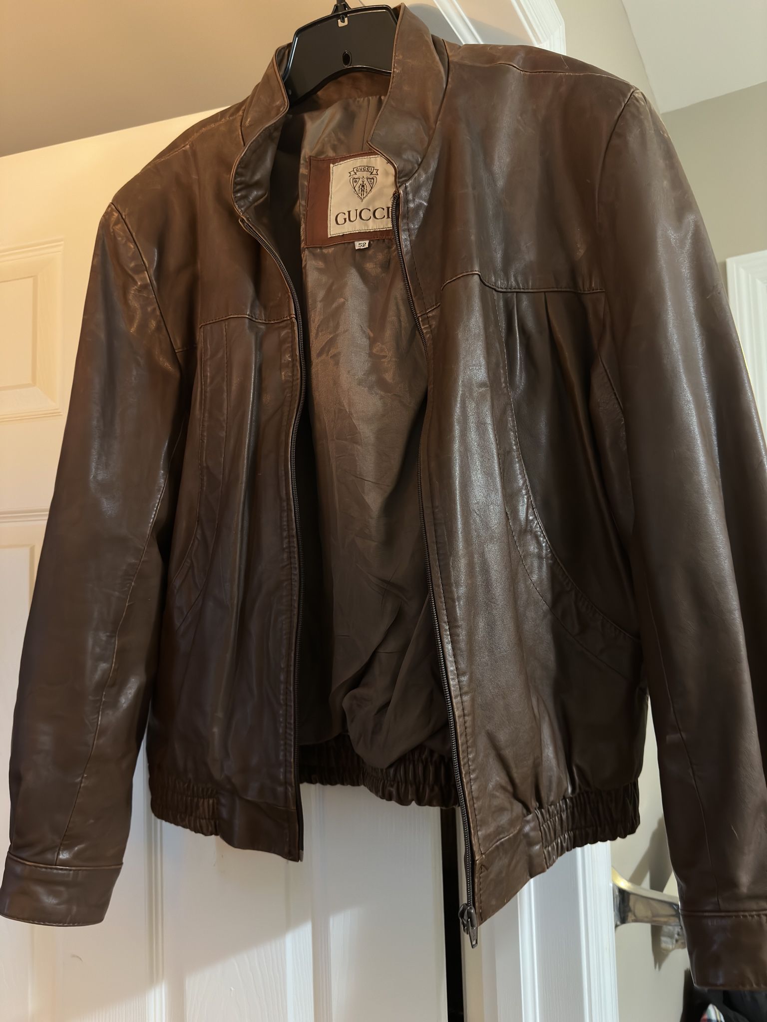 Vintage Men’s Gucci Designer Leather Jacket Pre-owned
