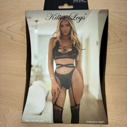 Full Length Black Lace Lingerie Set