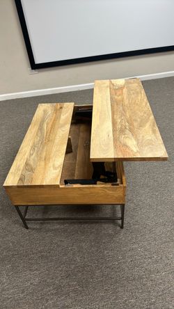 Coffee table with storage. Industrial Storage Pop-Up Coffee Table