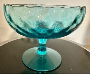 Aqua Blue pedestal dish vintage