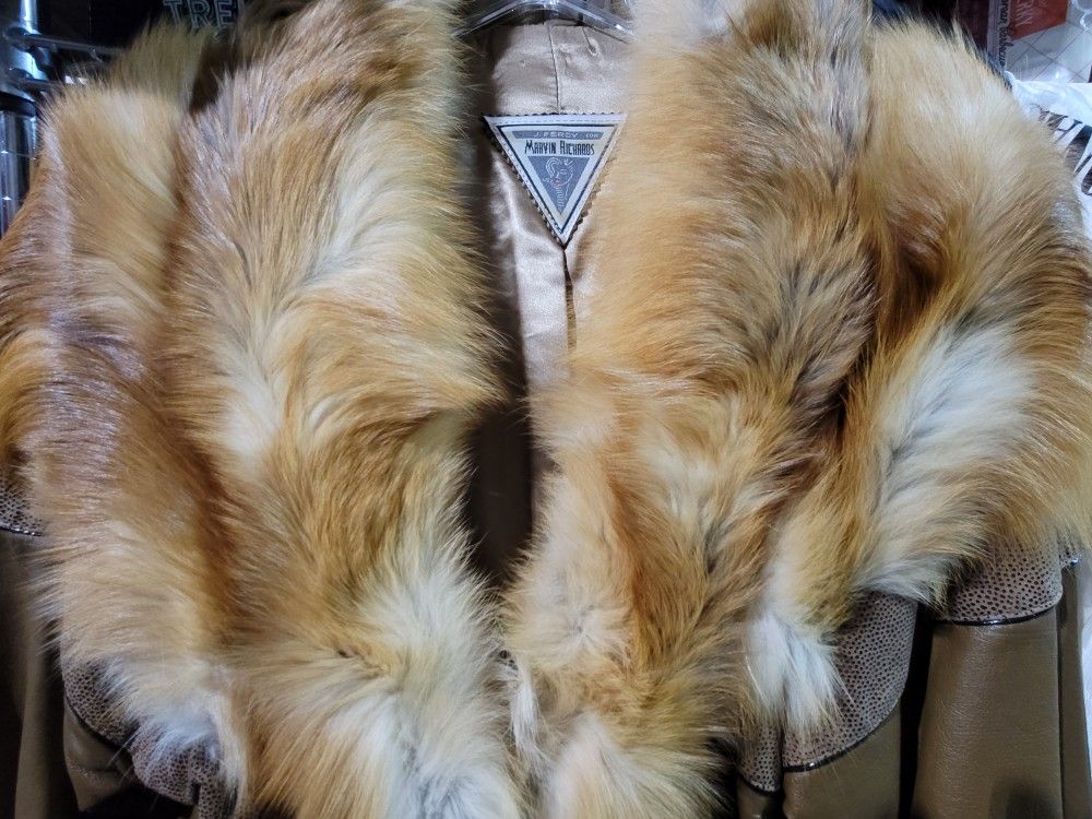 Vintage RED FOX Trimmed Leather Coat 