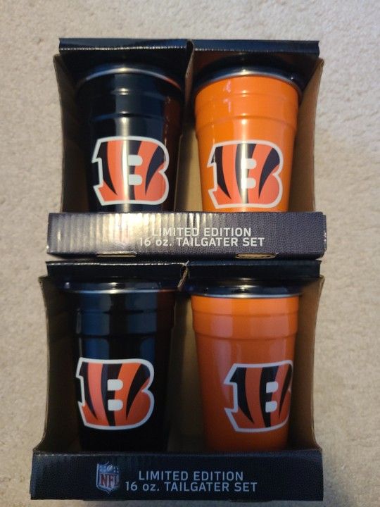 NFL Cincinnati Bengals Metal Solo Cups Set Of 4 16oz Tailgater Set Great American