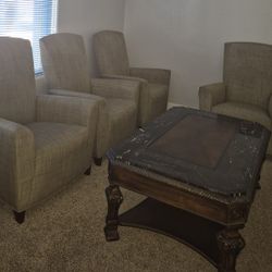 Set Of Four Chairs And Coffee Table 