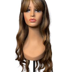 Brown With Highlights Long Wig