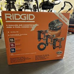 RIDGID 6 Gal. Portable Electric Pancake Air Compressor with 18-Gauge KIT