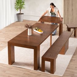 Transformer Table Set – Discontinued Red Wood Finish – Table + Bench + Storage Coffee Table
