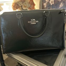 Coach Georgia Satchel Bag Black With Sliver Hardware