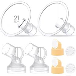  2X Detachable Breastshield (21mm) with Valve Membrane and Connector