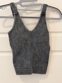 Zenana Gray Ribbed Knit V-Neck Cami Tank Size L/XL