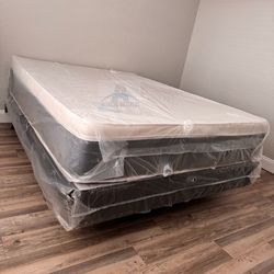 Queen mattress pillow top set with box spring (2pc - new) NEW KING-QUEEN-FULL-TWIN SIZE SETS MATTRESS AND BOX SPRING 2-pcs