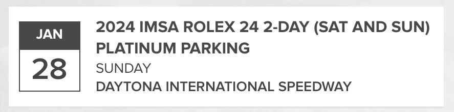 Rolex 24 Daytona Platinum Parking Pass