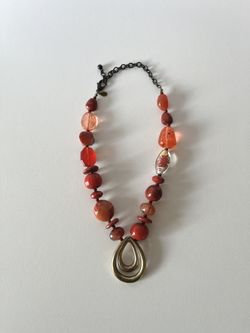 Vintage Chico's Gold-tone Pendant with Plastic Beads Necklace 20"
