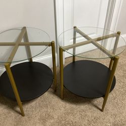 2 Black and Gold End Tables 