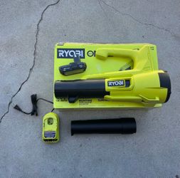 RYOBI ONE+ 18V 90 MPH 250 CFM Cordless Battery Leaf Blower/Sweeper with 2.0 Ah Battery and Charger