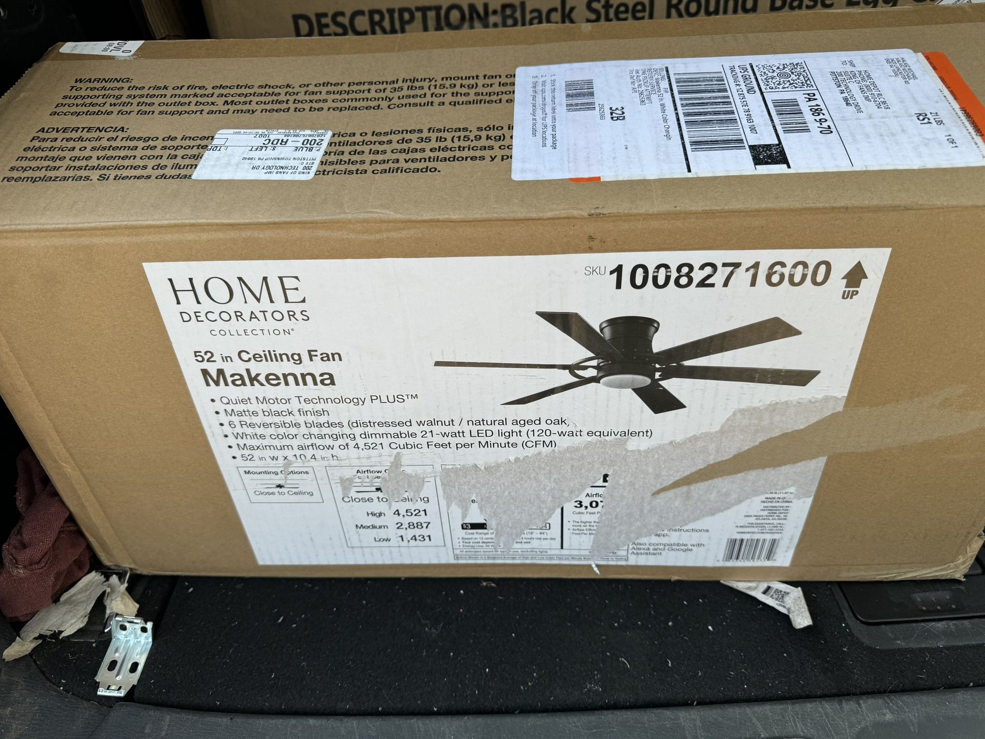 Makenna 52 in. White Color Changing Integrated Indoor LED Matte Black Smart Hubspace Ceiling Fan with Light and Remote