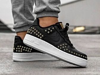 Nike Air Force 1 07 XX GOLD Studded Black White AR0639 001 Women's 8.5 Shoes