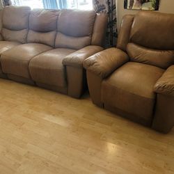 Leather recliners  couch and  recliner chair . Look At Pics