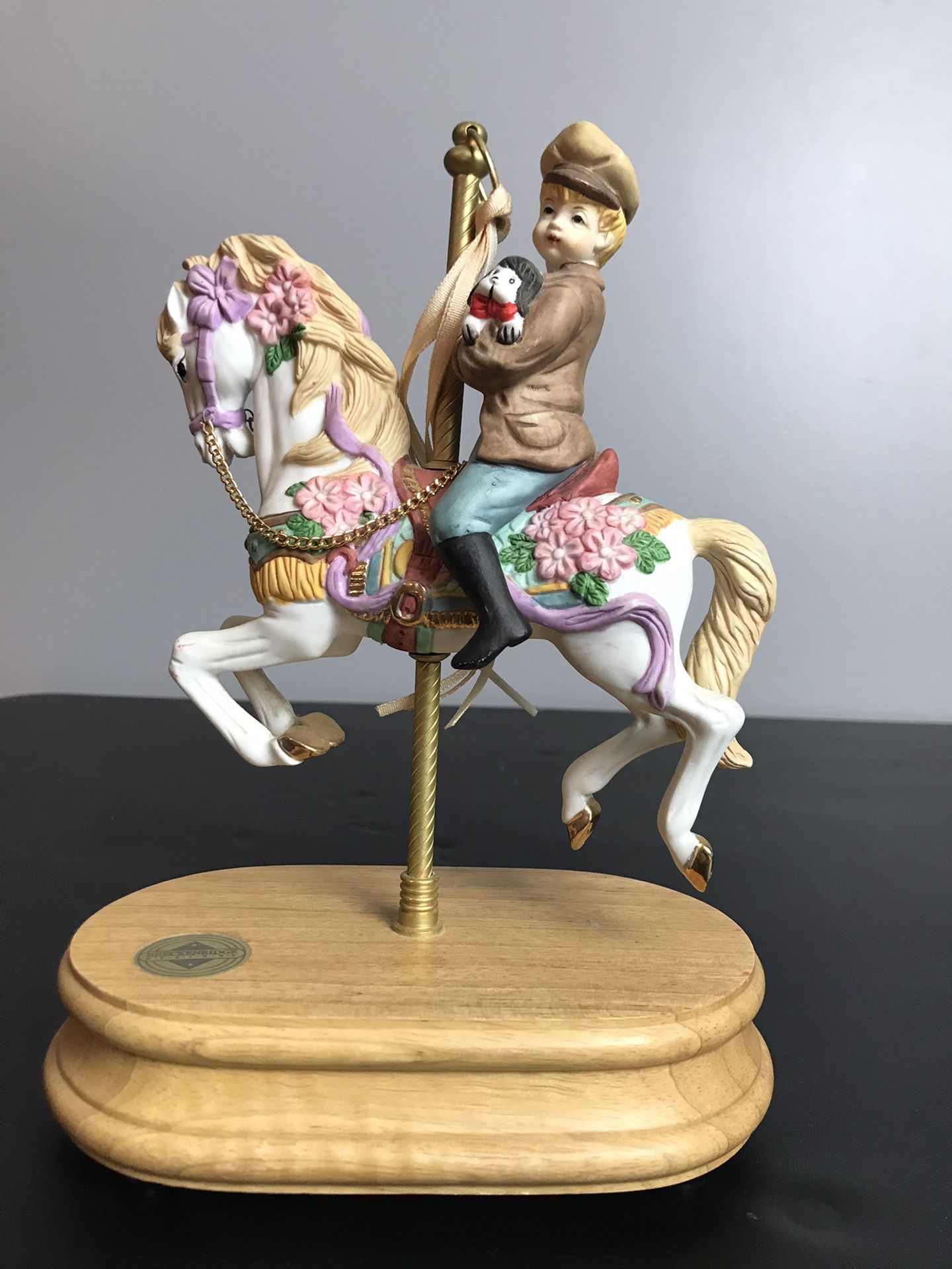 Carousel Horse Child Rider Music Box Breckenridge Limited Edition- Motion- Works Vintage