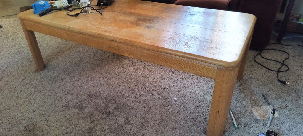 Rustic Large Pine Colored Living Room Coffee Table