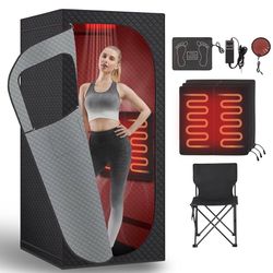 Far Infrared Sauna Box with Red Light Therapy, Portable Dry Sauna for Weight Loss and Detox, Carbon Crystal Heating,9 Levels, Full Size 5.9ft×2.9ft×2.