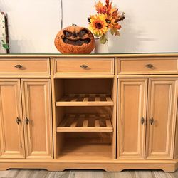 60” Wine Coffee Bar Cabinet Glass Top With 3 Drawers And Wine Rack