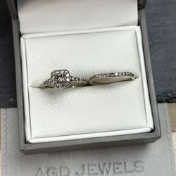 14k White Gold Diamond Wedding Ring Set