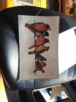 8 x 6 glass bird picture with box