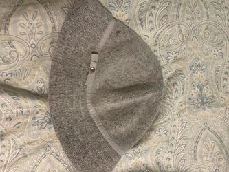 Gray Knit Beanie Hat with Ribbon Detail