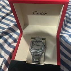Iced Out Cartier Santos Arabic Numbering