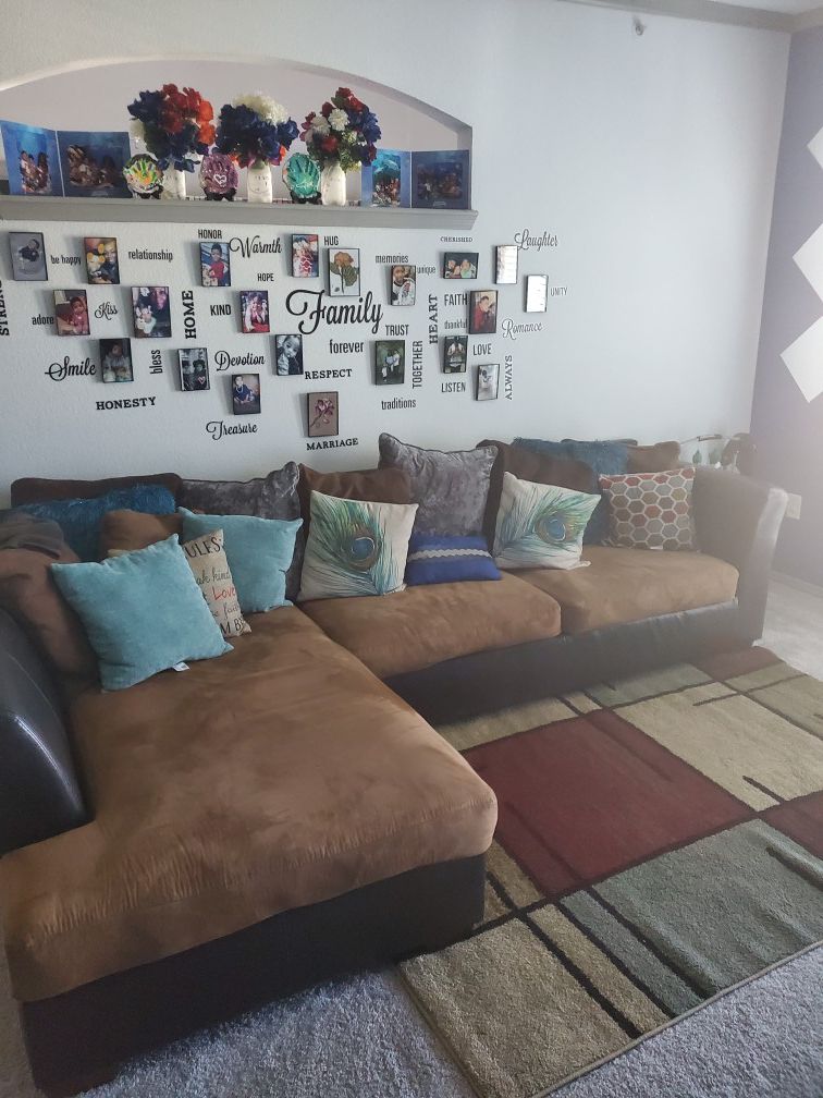 Sectional couch and rug