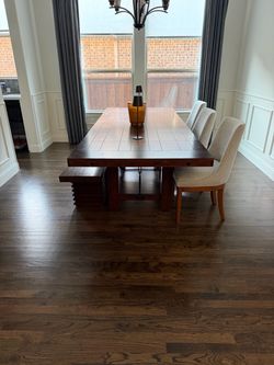 Large Dark Wood Trestle Dining Table